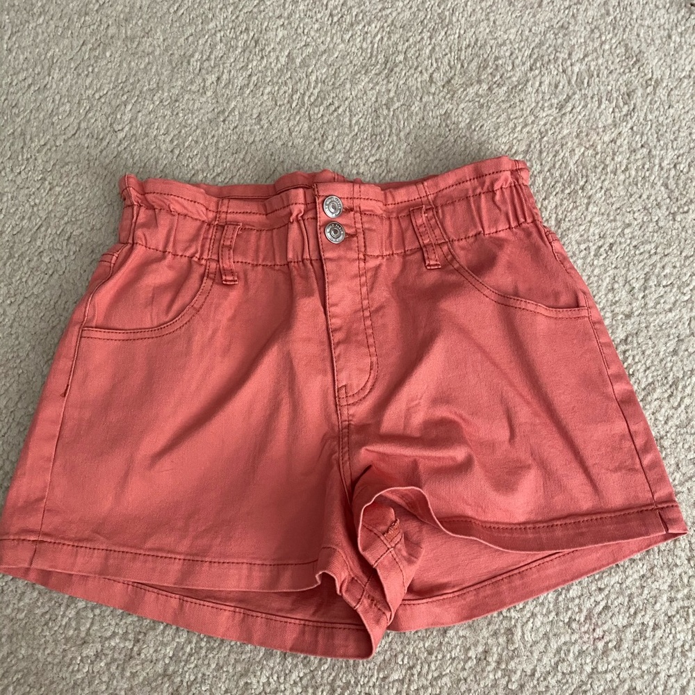 orange paper bag shorts